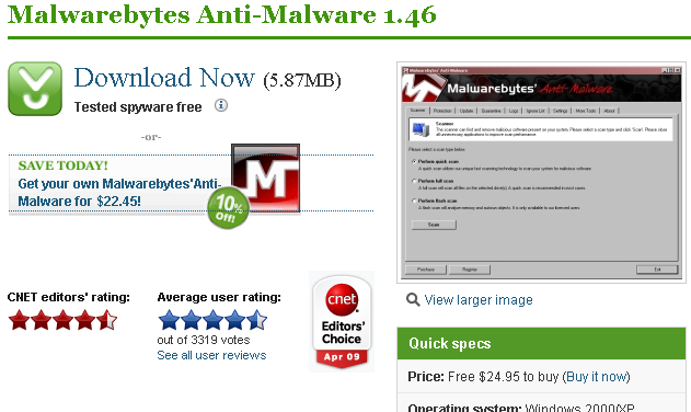 Malwarebytes Anti-Malware 1.46